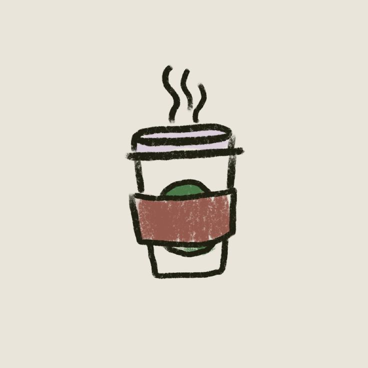 a drawing of a coffee cup with steam coming out of it's top and bottom