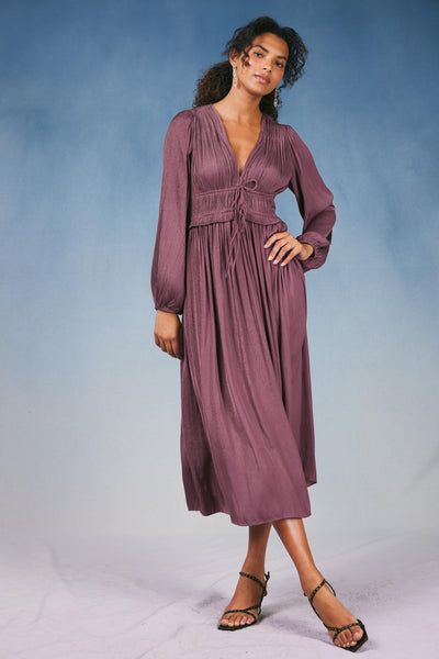 Sidonie Pleated Maxi Dress Modern Goddess, Pleated Top, Pleat Top, Pleated Maxi Dress, Pleated Maxi, Pleated Midi Dress, Long Sleeve Midi, Petite Size, Plunging Neckline