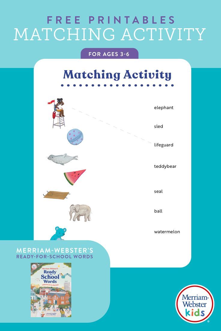 Screenshot of a matching activity where you draw a line from the image to the word Start School, Matching Activity, Merriam Webster, School Readiness, Breakfast Table, The Breakfast, Aging Well, Camping Trips, Helping Kids