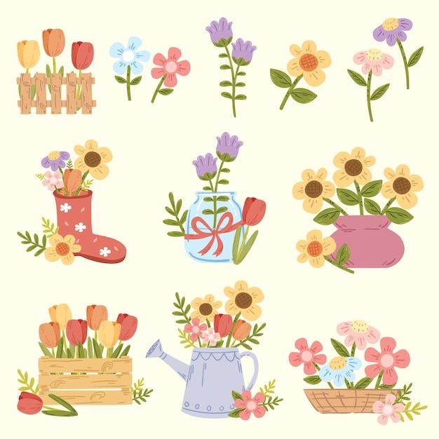 an image of flowers and gardening items