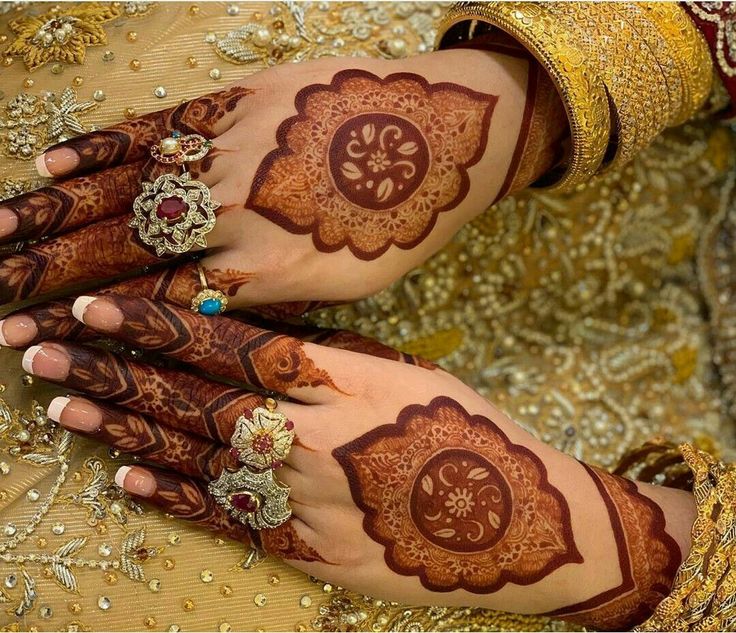 two hands that are decorated with henna