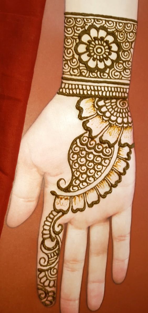 the hand is decorated with henna on it