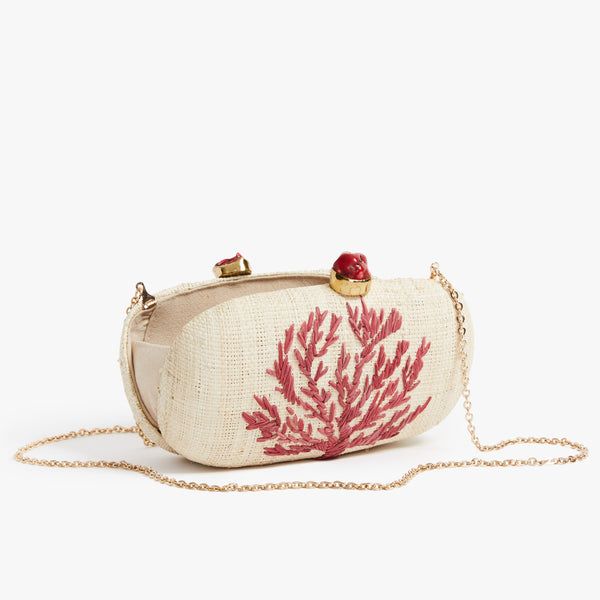 Beige Straw Clutch For Evening, Formal Woven Bags For Summer, Red Summer Formal Bag, Elegant Beige Straw Clutch Bag, Red Formal Bag For Summer, Elegant Evening Straw Bag For Spring, Elegant Embroidered Clutch For Summer, Elegant Red Woven Bag, Elegant Straw Clutch Bag For Vacation