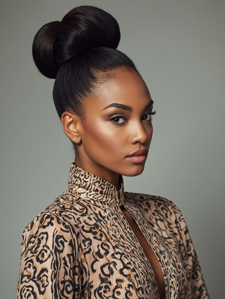 41 Sleek Bun Hairstyles for Black Women: A Style Guide Updo Knot Bun, Bridesmaids Hairstyles Black Women, Duchess Braids, Bun Hairstyles For Black Women, Updo Buns, Dinner Hairstyles, Natural Hair 4c, Ponytails Hairstyles, Sleek Bun Hairstyles