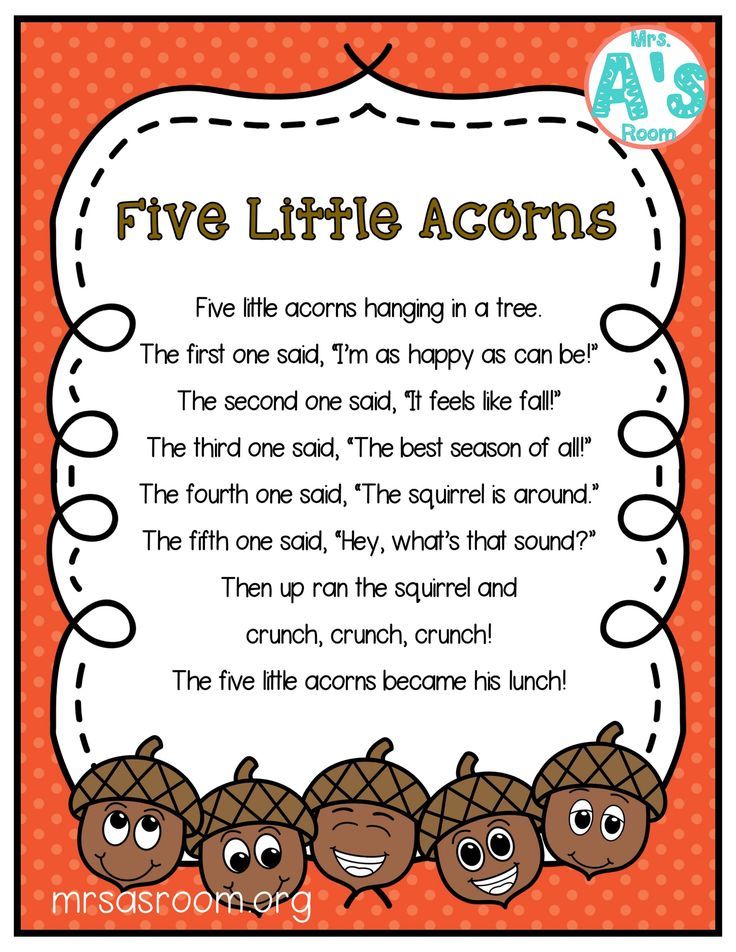 five little acorns poem for kids