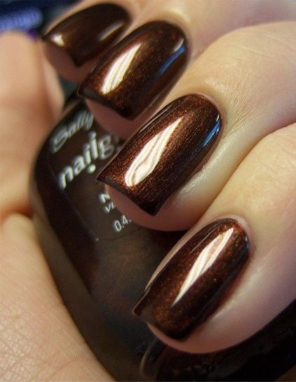 Bronze - another perfect color with black (or) white (or) with brown itself -- going to wear it in early Fall 2014 Sally Hansen Nail Polish, Brown Nail Polish, Brown Nail, Brown Nails Design, December Nails, Sally Hansen Nails, Nails Polish, Brown Nails, Fabulous Nails