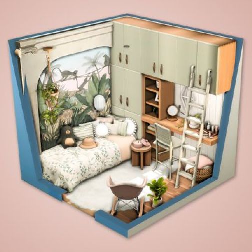 an image of a doll house with furniture