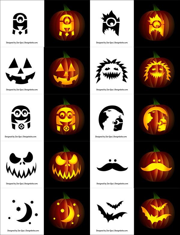 halloween pumpkins with different faces and shapes