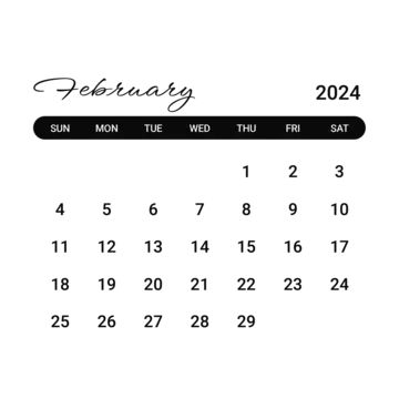 a calendar for the month of february on a white background