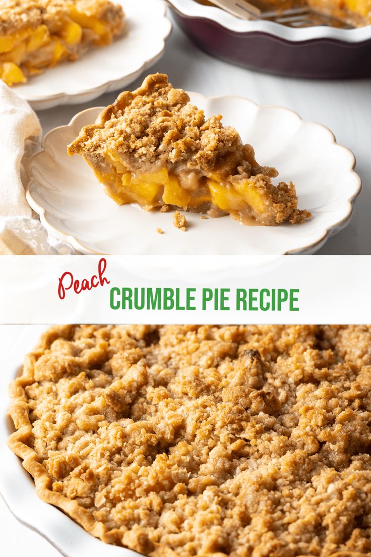 two pictures showing different types of crumble pies