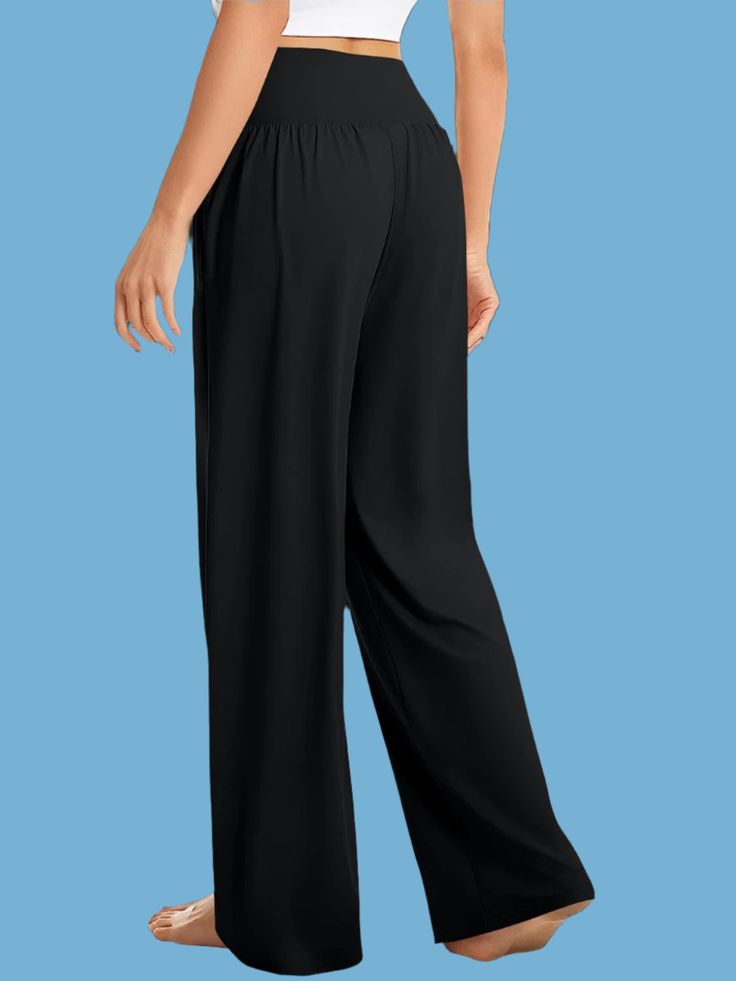 These stylish trousers feature the popular trend of wide leg design, giving you a chic and modern look. The high waist and conveniently placed pockets add both style and functionality to these pants. Elevate your fashion game with these GYPSY trousers. 🔷 Product Measurements (Inch) Size HIP WAIST LENGTH S | 42,5 | 26.8 | 41.7 M | 44.1 | 26.3 | 42,1 L | 45.7 | 29.9 | 42,5 Material composition: 100% polyester Care instructions: Machine wash cold. Tumble dry low Solid Color Long Pants For Loungewear, Baggy High Waist Wide Leg Pants With Elastic Waistband, Versatile Solid Bottoms, Baggy Wide-leg Pants With Versatile Style, Wide Leg Stretch Pants With Pockets, Versatile Baggy Wide-leg Pants, Chic Wide-leg Bottoms With Side Pockets, Versatile Baggy Wide Leg Bottoms, Chic Wide Leg Bottoms With Side Pockets