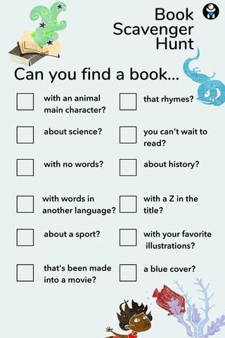 a book scavenger hunt with an animal