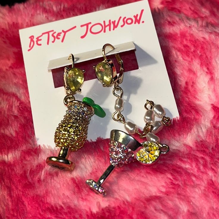 Nwt Betsey Johnson Asymmetrical Earrings. Yellow Stones And Lots Of Sparkles. Pearl Like Beads. Super Cute. Great For Those Summer Parties. Party Jewelry With Yellow Ear Wire, Yellow Jewelry With Ear Wire For Party, Yellow Earrings For Party, Yellow Ear Wire Party Earrings, Trendy Yellow Party Earrings, Betsey Johnson 70s, Betsey Johnson Accessories, Betsey Johnson Earrings Betsey Johnson, Betsey Johnson Bracelet