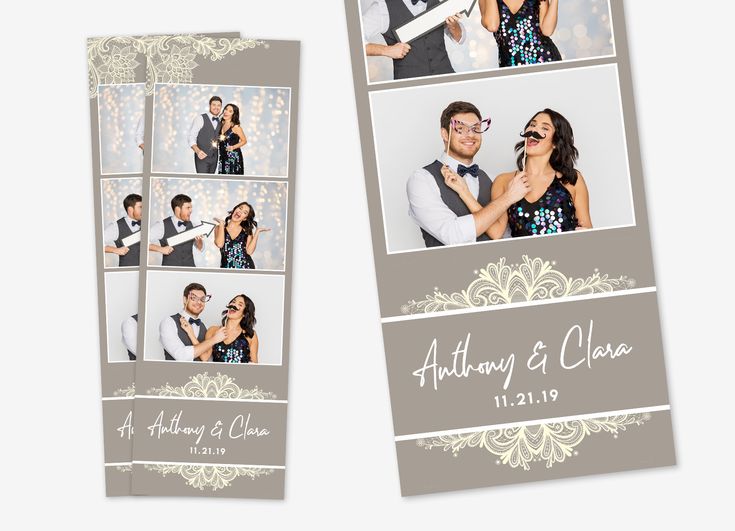 the wedding photo collage is displayed with photos