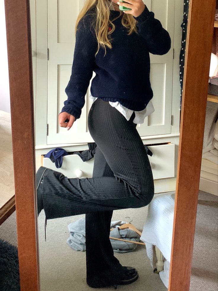 Shirt- h&m, jumper- ralph lauren, trousers- asos, shoes- river island Styling School Uniforms Pants, School Trousers Aesthetic, Jumper Trousers Outfit, Shoes For Sixth Form, Smart Jumper Outfit, Shirt And Jumper, Jumper And Trousers Outfit, School Trousers Uniform, Autumn Sixth Form Outfits