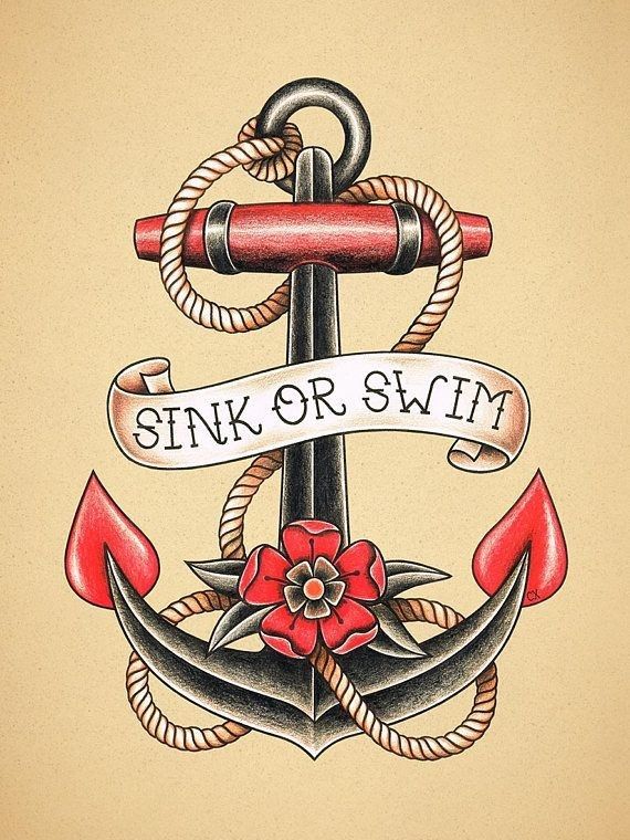 an anchor with a banner that says sink or swim on it and the words anchor written in