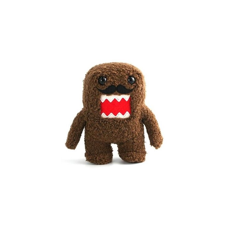 a brown stuffed animal with a red mouth and large teeth on it's face