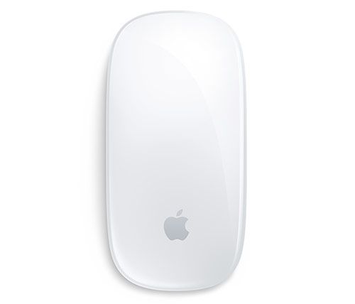 an apple wireless mouse on a white surface