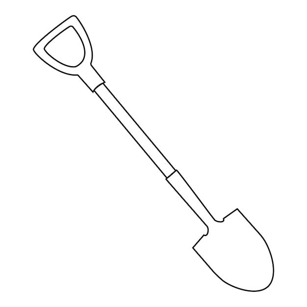 a black and white line drawing of a shovel with a long handle on the side