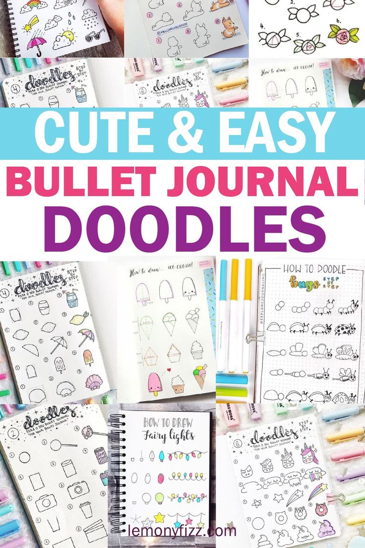 Cute doodles and easy doodling ideas. Start drawing in your bullet journal or planner with this fun and cute easy to draw doodles. Doodle ideas for the beginner or advanced bullet journal addict. #easydoodles #cutedoodles #bulletjournal #doodles Journal Doodle Ideas, Doodles Creative, Journal Hacks, Calendar Doodles, Journals Ideas, Doodling Ideas, Planner Doodles, Bujo Doodles, Heart Doodle