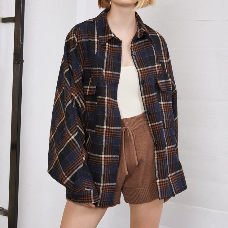 Oversized Plaid Flannel Shirt With Flap Pockets And Dolman Sleeves. 100% Cotton Blend Button Front Imported One Size Oversized Fit Model Is 5'9" And Wears Size Small As Seen On Www.Shopceme.Com Oversized Plaid Flannel Shirt With Pockets, Green Flannel Shirt Outfit, Oversized Flannel Shirt For Fall, Oversized Flannel Shirt For Fall Workwear, Trendy Plaid Blouse For Fall, Relaxed Fit Plaid Shirt For Day Out, Oversized Flannel Button-up Shacket, Flannel Tops For Workwear In Fall, Oversized Flannel Tops For Fall