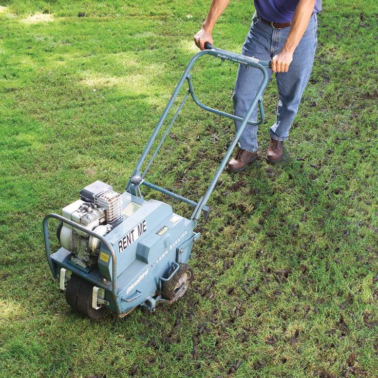 a man mowing the grass with a lawnmower