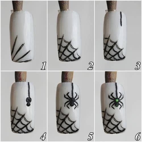 nails Cobweb Nail Art, Step By Step Nail Designs, Halloween Nail Art Tutorial, Halloween Nails Diy, Holloween Nails, Halloween Nails Easy, Nail Art For Beginners, Nail Art Designs Diy, Spider Webs