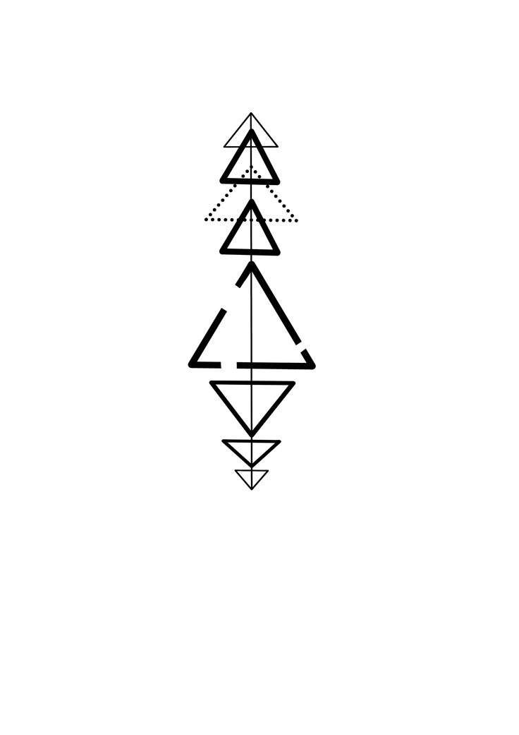 an abstract black and white drawing of three arrows in the shape of a triangle on a white background