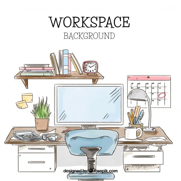 an office desk with a computer on it and the words workspace background above it