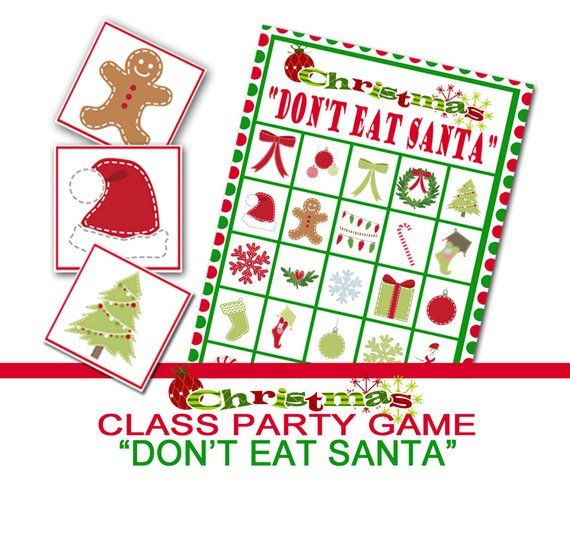 a christmas party game is shown with the words, santa and other holiday themed items