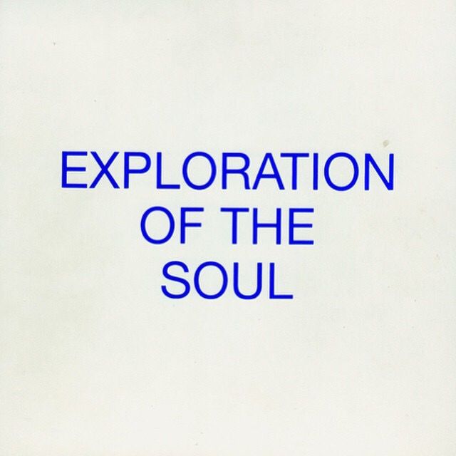 the words explanation of the soul written in blue on a white background with black lettering