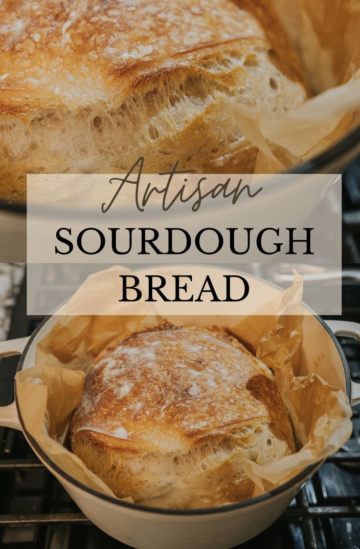 Sourdough bread loaf in a dutch oven Whey Sourdough Bread, Homemade Sourdough Bread Recipes, Artisan Sourdough Bread Recipe, Beginners Bread Recipe, Easy Sourdough Bread Recipe, Bread Scoring, Dutch Oven Bread, Homemade Sourdough Bread, Artisan Bread Recipes