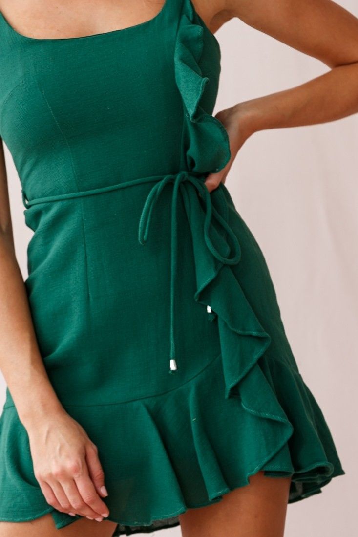 Buy the Hart Flowy Chiffon Mini Dress Forest Green | Selfie Leslie Lined Mini Dress With Ruffled Straps For Date Night, Flirty Mini Dress With Lined Ruffled Straps, Flirty Mini Dress With Ruffled Straps And Lining, Date Night Mini Dress With Ruffle Hem, Lined Dress With Ruffled Straps For Date Night, Chic Spaghetti Strap Ruffle Dress, Chic Ruffle Dress With Spaghetti Straps For Date Night, Green Chic Ruffle Mini Dress, Flirty Mini Dress With Spaghetti Straps And Ruffle Hem