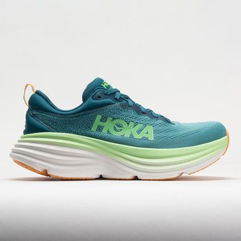 HOKA Bondi 8 Men's Airy Blue/Diva Blue – Holabird Sports Green Athleisure Running Shoes With Air Cushioning, Green Low-top Trail Running Shoes For Jogging, Green Mesh Running Shoes With Branded Insole, Comfortable Green Low-top Running Shoes, Green Cushioned Running Shoes For Jogging, Green Running Shoes With Boost Midsole For Marathon, Green Low-top Running Shoes For Marathon, Green Cushioned Athleisure Running Shoes, Green Low-top Athletic Fit Running Shoes