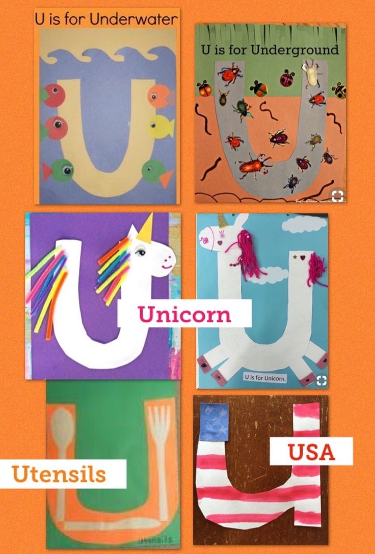 an image of children's artwork with the words u is for underwater and unicorn