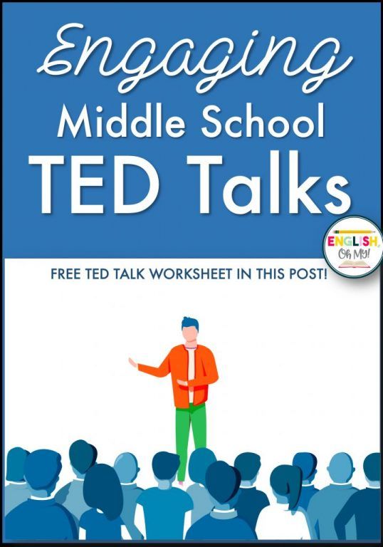 the cover of engaging middle school ted talks, with an image of a man standing in front of a crowd