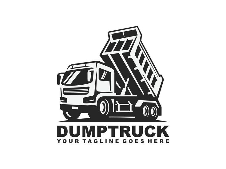 the dump truck logo is black and white