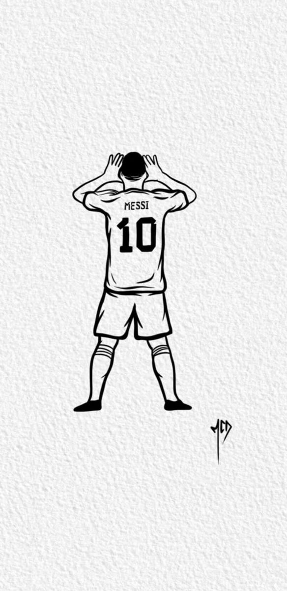 a black and white drawing of a soccer player with his hands on his head, covering his eyes