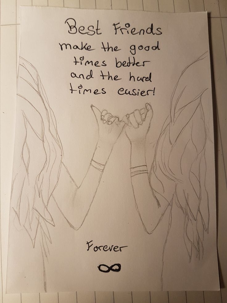 a piece of paper with a drawing of two angel wings and the words best friends make the good, prince belher and the hard times cluster