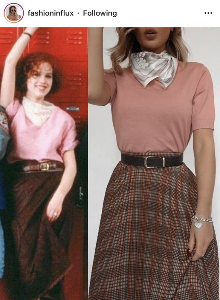 two women in skirts and pink shirts posing for the camera