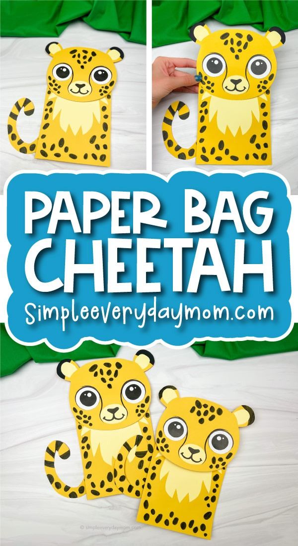 the paper bag cheetah has been cut out to look like a cheetah