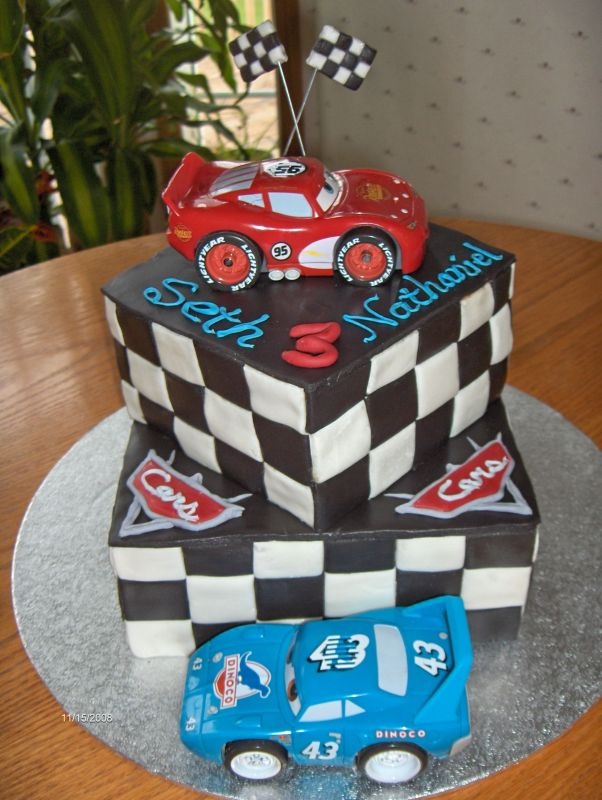 a birthday cake made to look like a race car