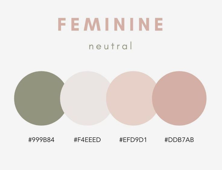 the color scheme for feminine neutral is shown in four different colors, including pink, green and