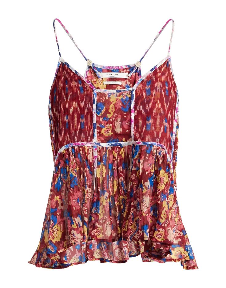 crepe, no appliqués, multicolor pattern, deep neckline, sleeveless , Color: Burgundy , Size: 6 Silk V-neck Printed Tops, Printed V-neck Camisole For Summer, Fitted V-neck Floral Print Tank Top, Fitted Floral Print Tank Top For Vacation, Multicolor Printed V-neck Tank Top, Multicolor Silk Top With Vibrant Print, Multicolor Silk Tops With Vibrant Print, Red Printed Summer Tank Top, Floral Print V-neck Tank Top For Beach