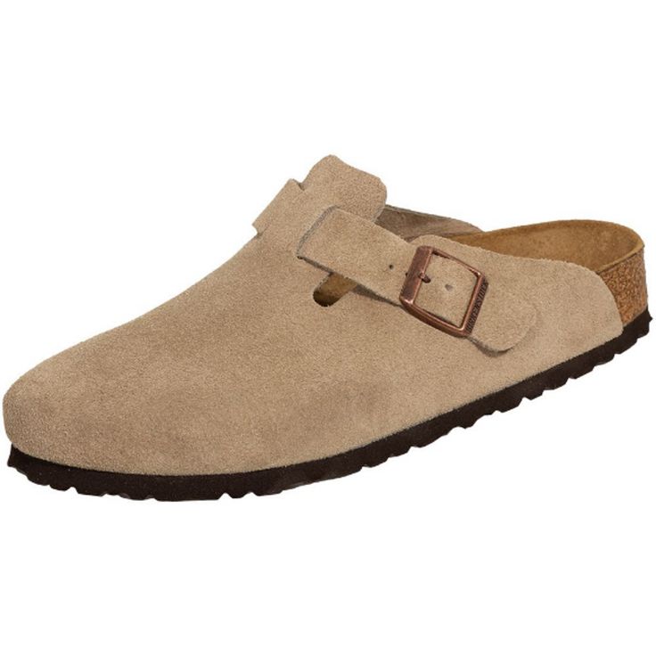 Birkenstock Open Boston VL Soft Taupe taupe Suede - Bartel-Shop Casual Beige Leather Clogs, Comfortable Beige Leather Clogs, Casual Beige Clogs With Cork-bed Midsoles, Beige Suede Clogs With Leather Sole, Casual Cork Slip-on Clogs, Casual Slip-on Cork Clogs, Beige Cushioned Clogs For Outdoor, Beige Outdoor Clogs With Cushioned Footbed, Casual Cork Clogs With Round Toe