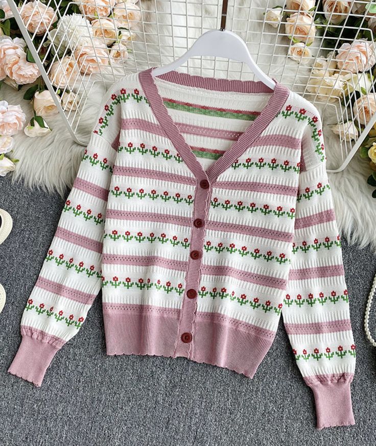 Sweet cardigan long sleeve sweater Cute V-neck Fall Sweater, Casual Long Sleeve Pink Cardigan, Casual Pink Long Sleeve Cardigan, Cute V-neck Sweater For Spring, Pink Long Sleeve Cotton Sweater, Pink Knitted Long Sleeve Cardigan, Pink Long Sleeve Cozy Cardigan, Cozy Long Sleeve Pink Cardigan, Cute Long Sleeve Soft Knit Sweater