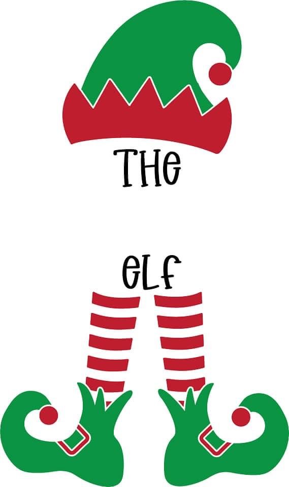 an elf's legs and hat with the words, the elf written on them