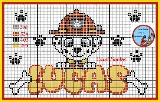 a cross stitch pattern with an image of a fireman