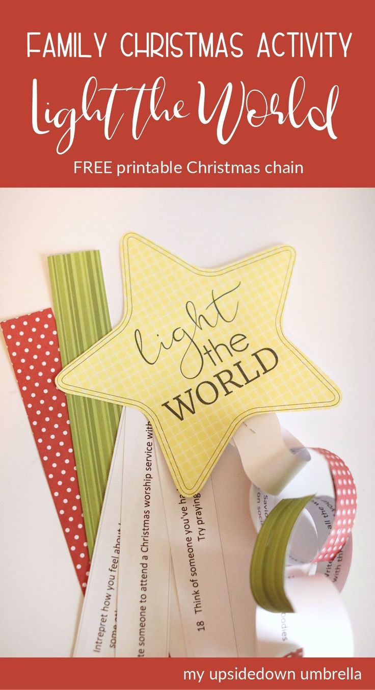 a christmas light the world printable craft kit with ribbon and tags on it, next to some other items