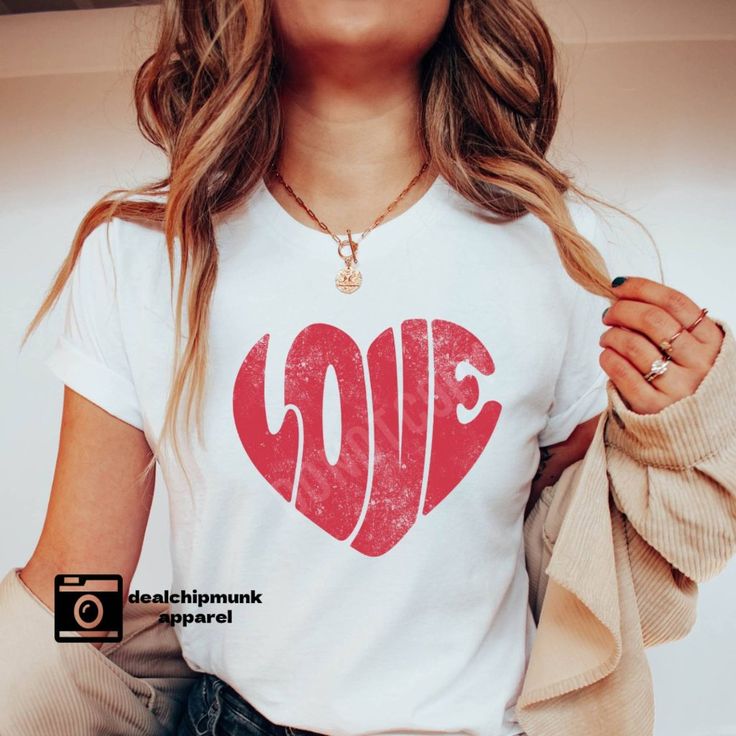 Valentine Love Heart Custom T Shirt Print Has A Worn In Look For That Ranch Hand Authenticity. 4.5 Oz./Yd (Us) 7.5 Oz./L Yd (Ca), 100% Ring Spun Cotton* Modern Classic Fit Taped Neck And Shoulders Double-Needle Sleeve And Bottom Hems *(Antique Colors & Sport Grey: 90/10 Cotton/Polyester) Valentines Shirts Vinyl For Women, Valentines Day Cricut, Valentine Shirts Vinyl, Valentine Tshirts, Valentines Day Shirts For Women, Red Love Heart, Custom T Shirt Printing, Valentines Day Shirt, Sublimation Projects